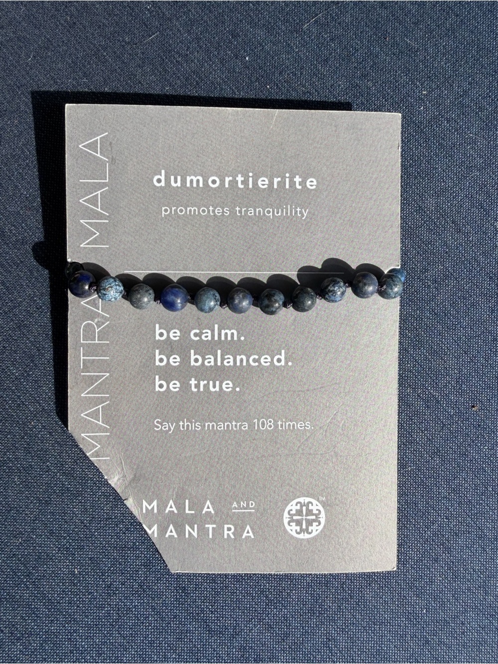 Mala and Mantra Dumortierite Bead Bracelet - Blue Tranquility